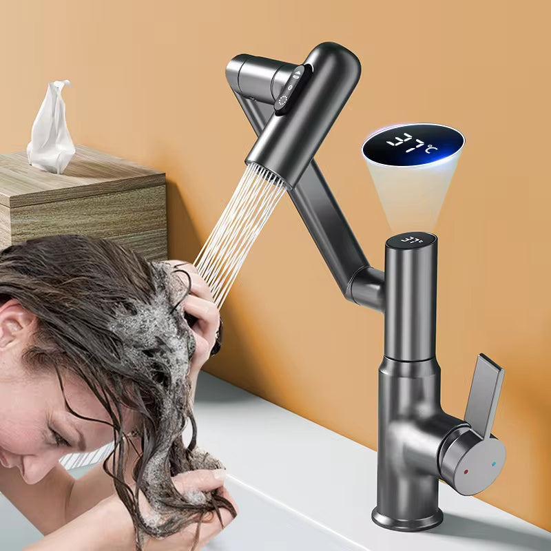 Revolutionary 360° Digital LED Basin Faucet - Multi-Function Hot & Cold Water Mixer for Your Bathroom