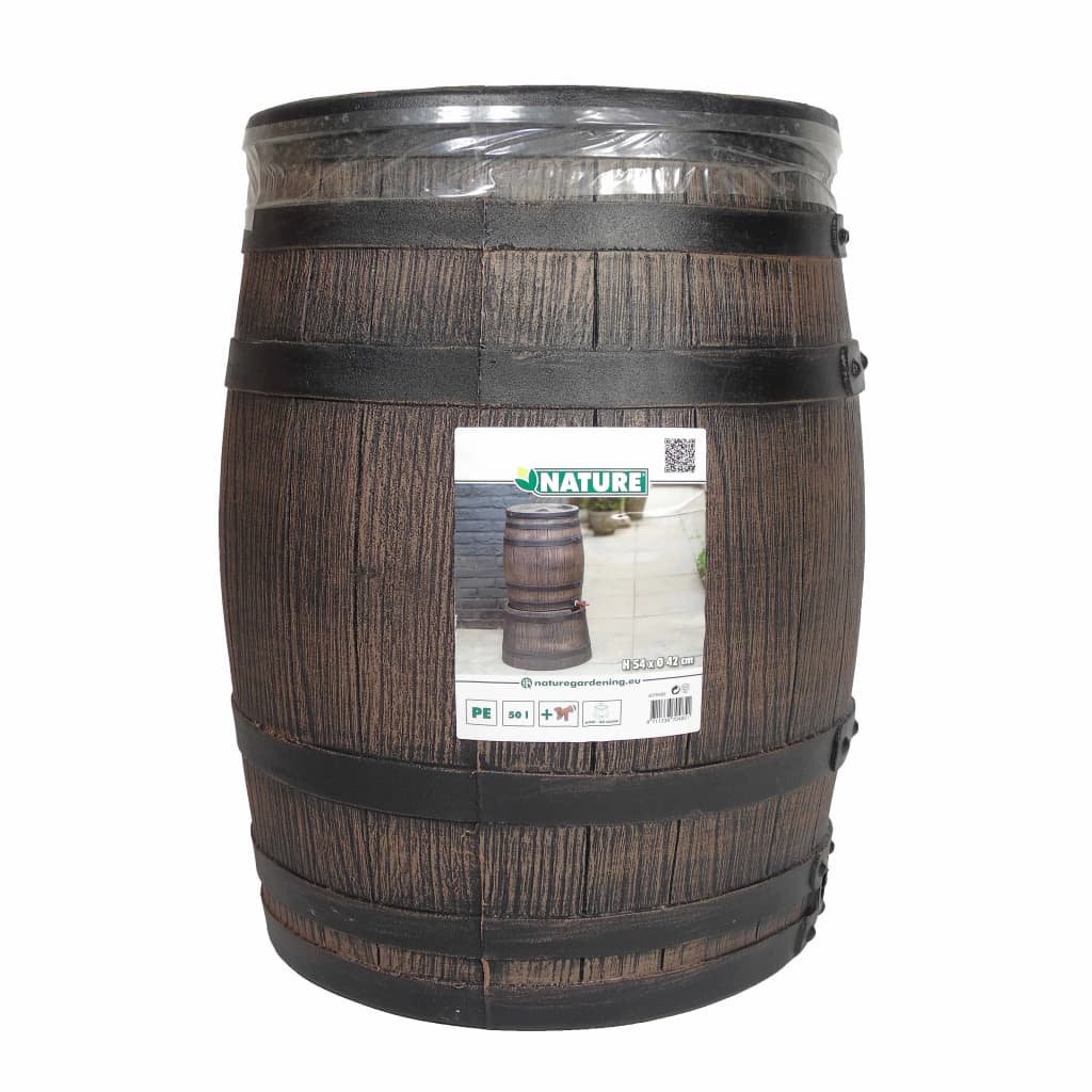 Nature Regenton met hout-look 50 L 38x49,5 cm bruin