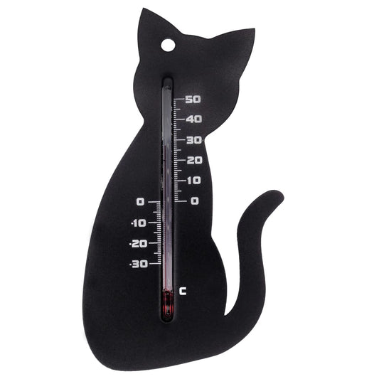 Nature Wandthermometer kat zwart