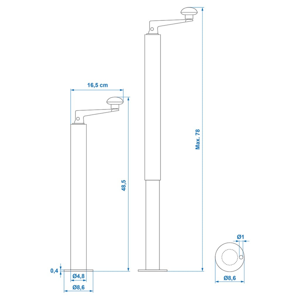 ProPlus Verstelbare aanhanger standaard D48 mm 40-65 cm 341517