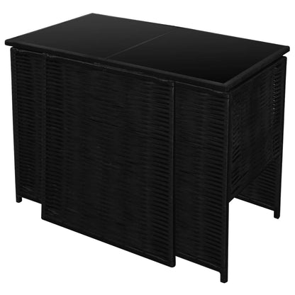 vidaXL 3-delige Bistroset met kussens poly rattan zwart