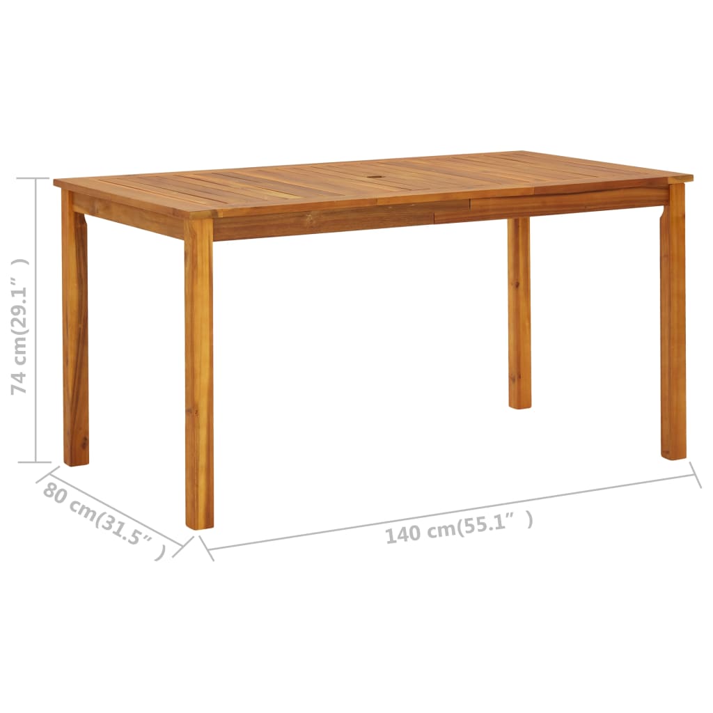 vidaXL Tuintafel 140x80x74 cm massief acaciahout