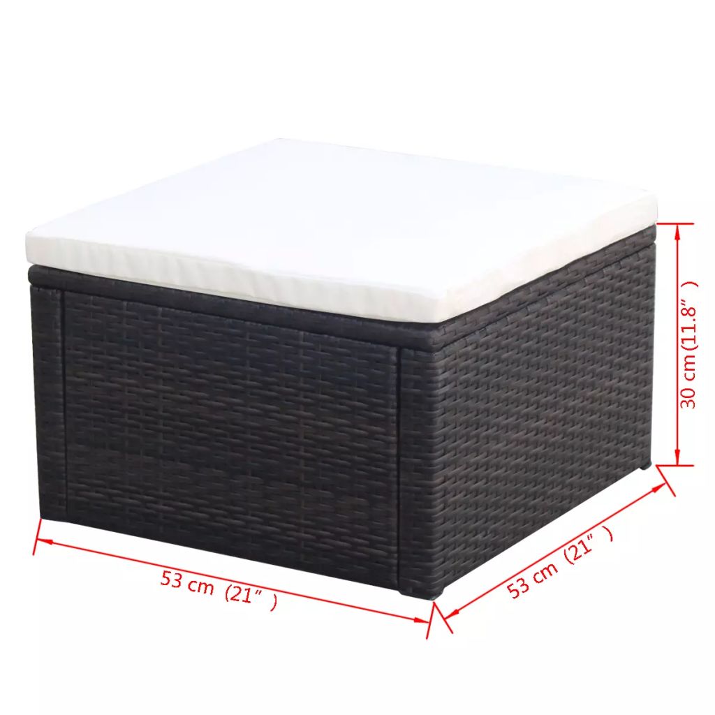 vidaXL Voetenbank/poef bruin 53x53x30 cm poly rattan