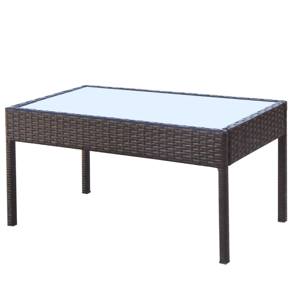 vidaXL 4-delige Loungeset met kussens poly rattan bruin