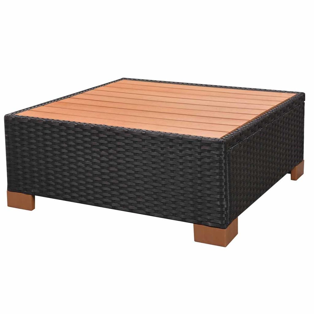 vidaXL 8-delige Loungeset met kussens poly rattan zwart