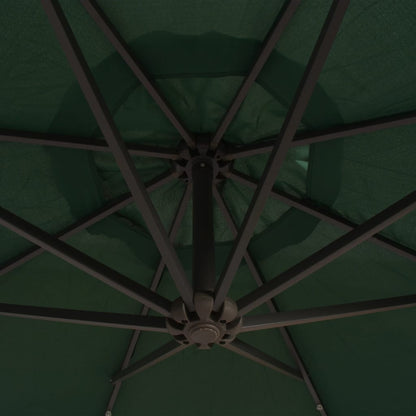 vidaXL Zweefparasol met LED-verlichting en metalen paal 300 cm groen