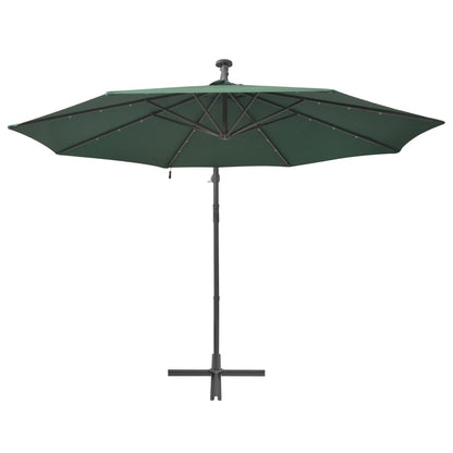 vidaXL Zweefparasol met LED-verlichting en metalen paal 300 cm groen