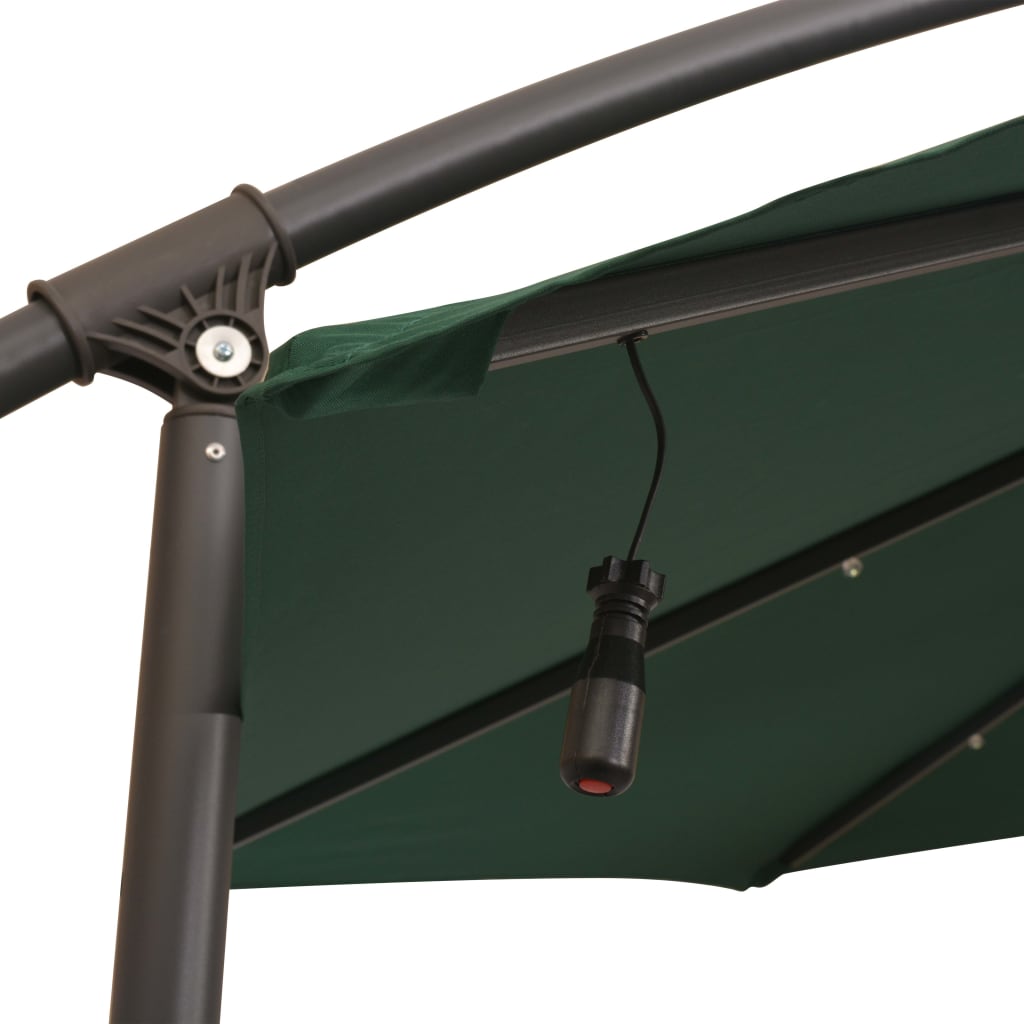 vidaXL Zweefparasol met LED-verlichting en metalen paal 300 cm groen