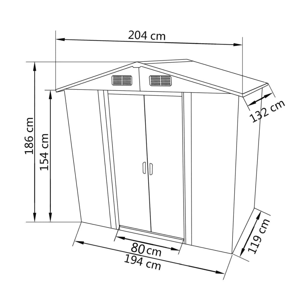 vidaXL Tuinberging 204x132x186 cm metaal grijs