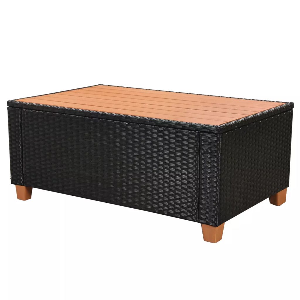 vidaXL 5-delige Loungeset met kussens poly rattan zwart