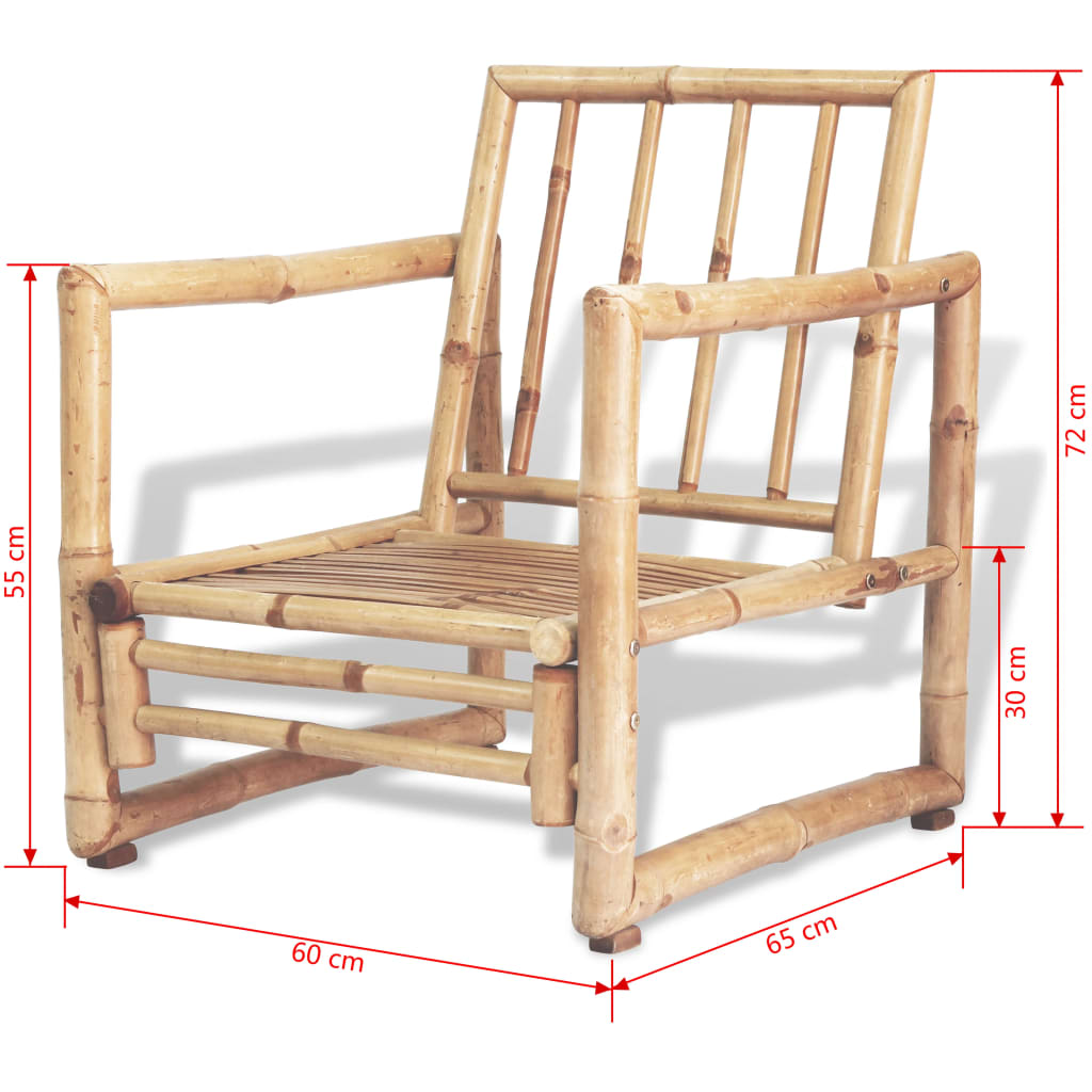 vidaXL Tuinstoelen 2 st met kussens bamboe