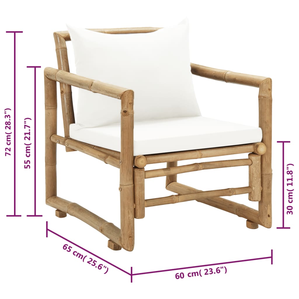 vidaXL Tuinstoelen 2 st met kussens bamboe