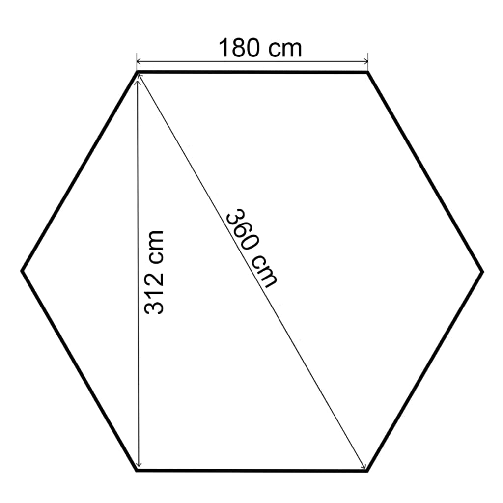 vidaXL Tuinpaviljoen met gordijnen hexagonaal 360x265 cm