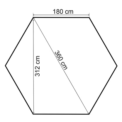 vidaXL Tuinpaviljoen met gordijnen hexagonaal 360x265 cm