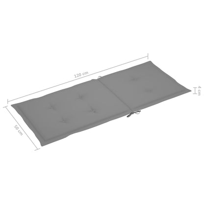 vidaXL Tuinstoelkussens rugleuning 2 st 120x50x3 cm stof grijs