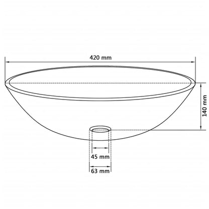 vidaXL Wasbak gehard glas 42 cm zwart