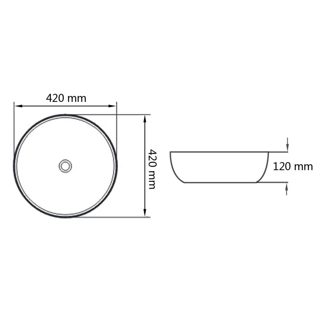 vidaXL Wastafel rond wit 42x12 cm keramiek