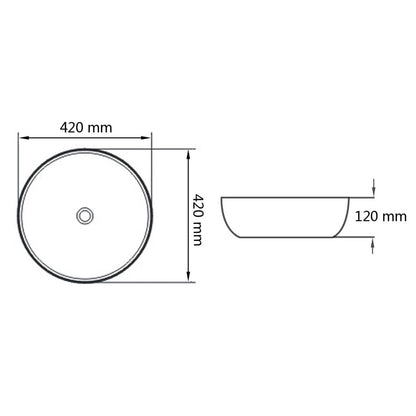 vidaXL Wastafel rond wit 42x12 cm keramiek