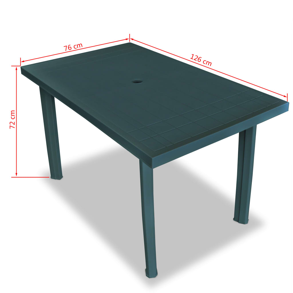 vidaXL Tuintafel 126x76x72 cm kunststof groen