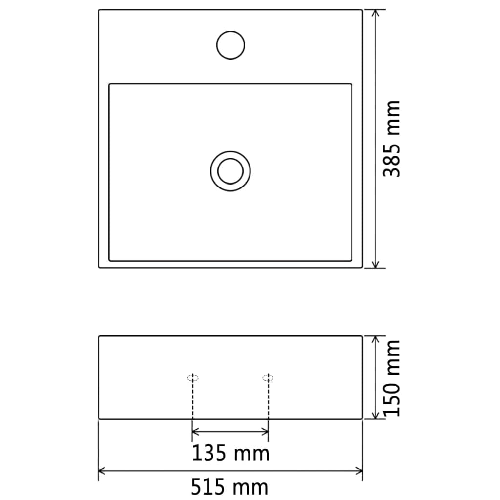 vidaXL Wastafel met kraangat 51,5x38,5x15 cm keramiek zwart