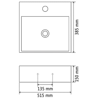 vidaXL Wastafel met kraangat 51,5x38,5x15 cm keramiek zwart