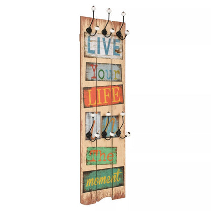 vidaXL Wandkapstok met 6 haken LIVE LIFE 120x40 cm