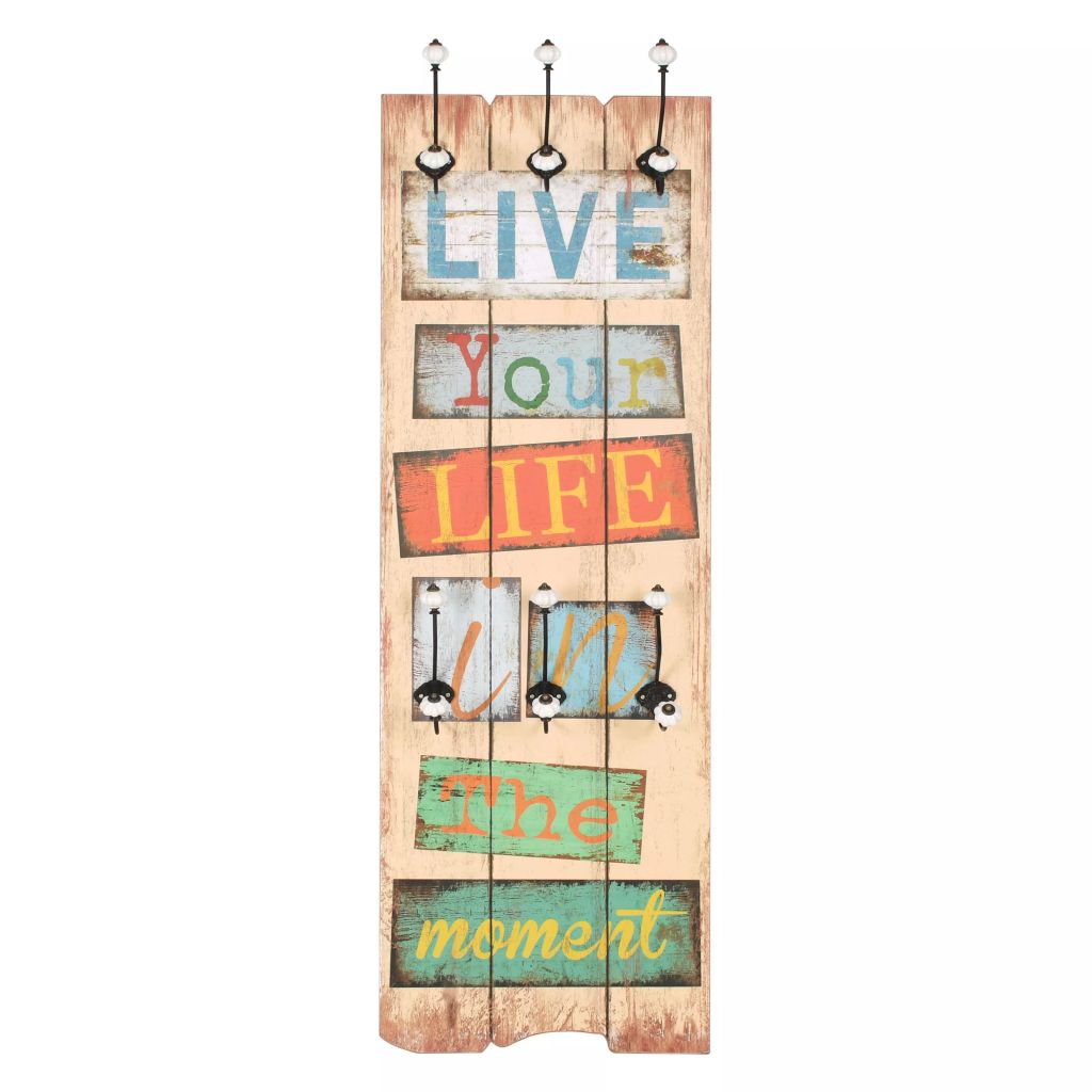 vidaXL Wandkapstok met 6 haken LIVE LIFE 120x40 cm