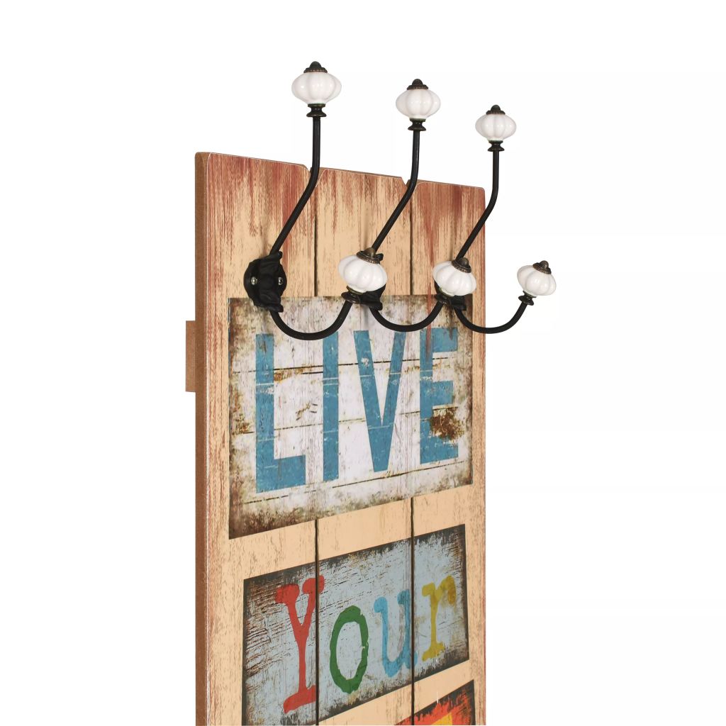 vidaXL Wandkapstok met 6 haken LIVE LIFE 120x40 cm