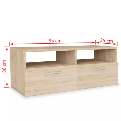 vidaXL Tv-meubels 2 st 95x35x36 cm bewerkt hout eikenkleurig