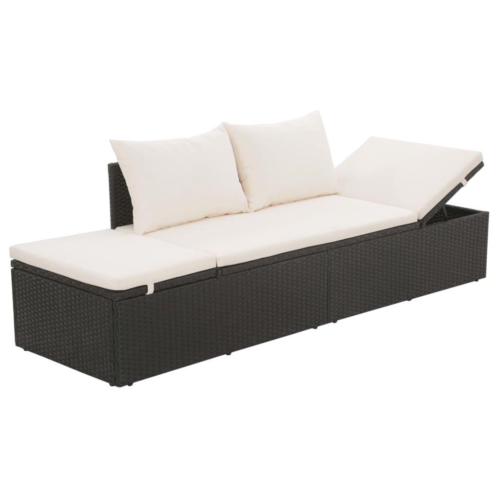 vidaXL Tuinbed 195x60 cm poly rattan zwart