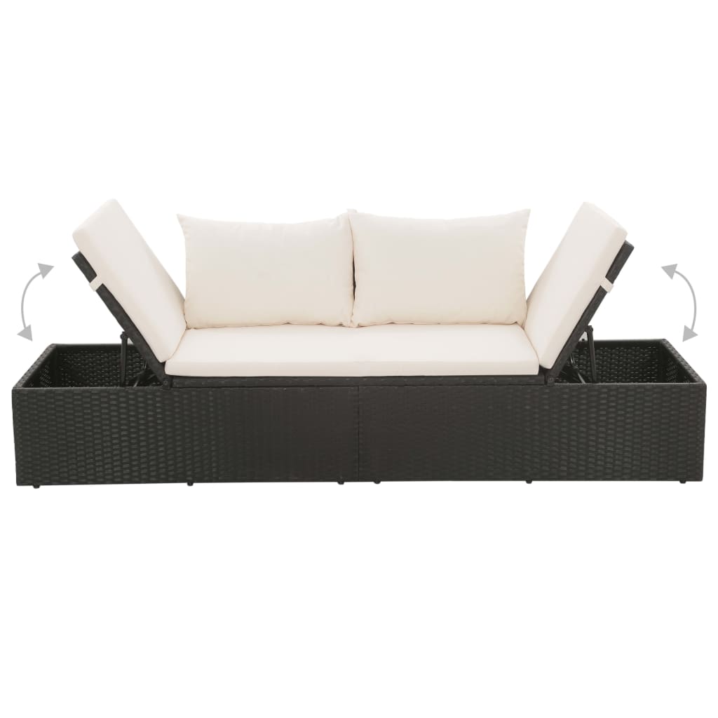 vidaXL Tuinbed 195x60 cm poly rattan zwart