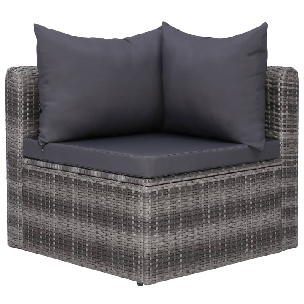 vidaXL 8-delige Loungeset met kussens poly rattan grijs