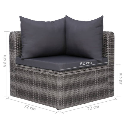 vidaXL 8-delige Loungeset met kussens poly rattan grijs