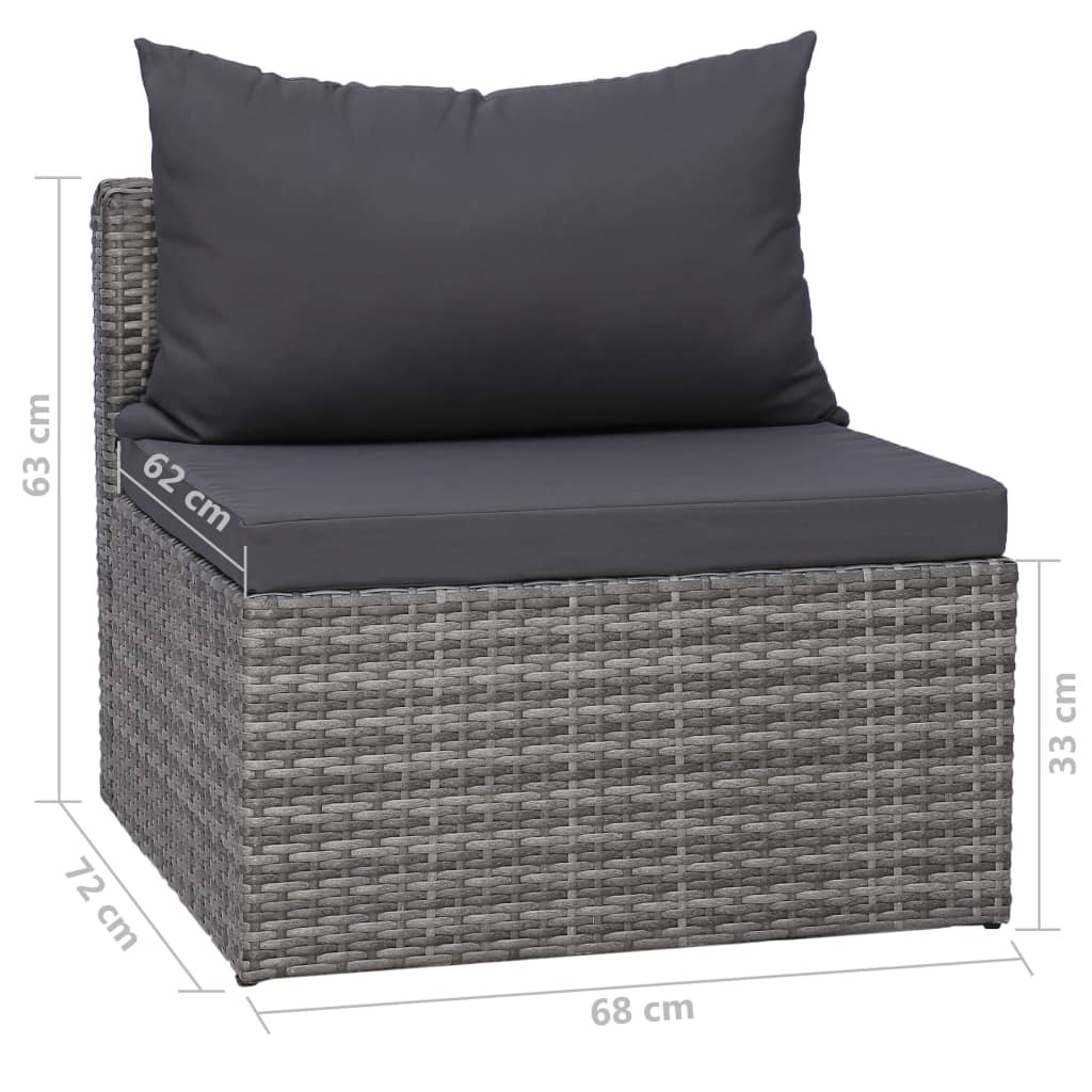 vidaXL 8-delige Loungeset met kussens poly rattan grijs