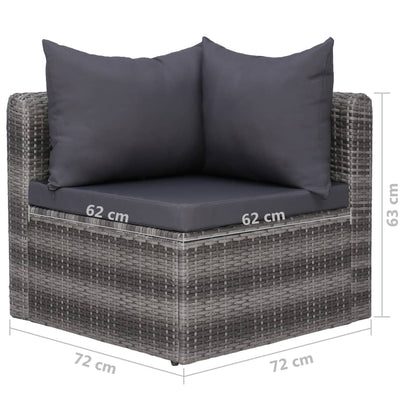 vidaXL 5-delige Loungeset met kussens poly rattan grijs