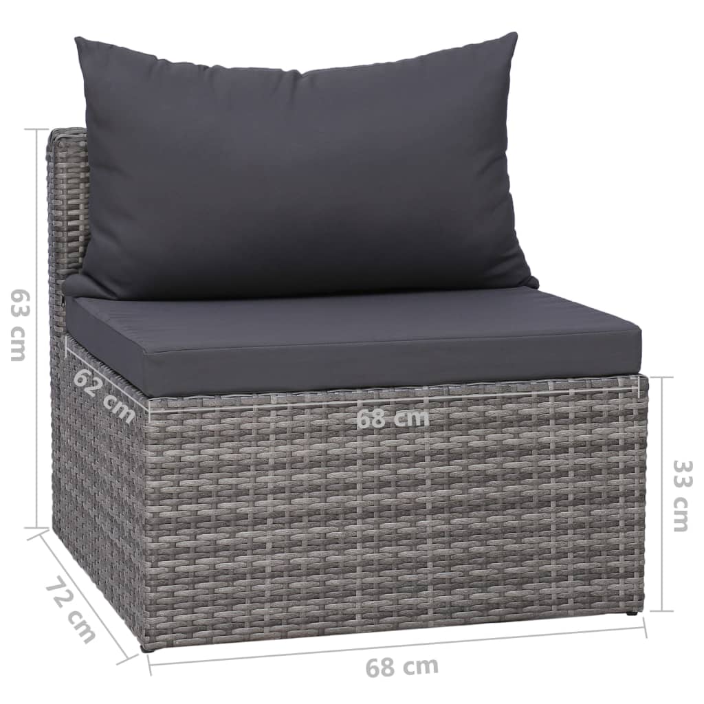 vidaXL 5-delige Loungeset met kussens poly rattan grijs