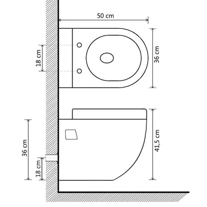 vidaXL Wandtoilet keramiek wit