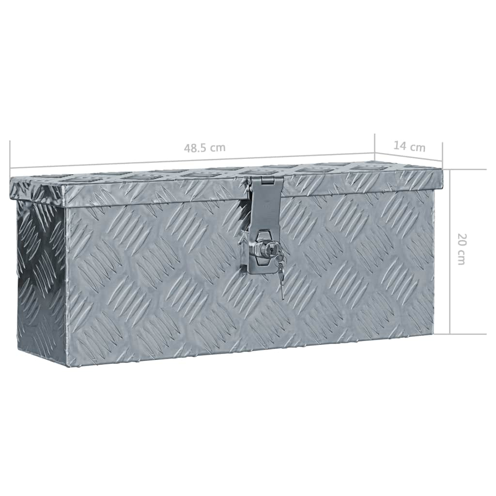 vidaXL Aluminium kist 48,5x14x20 cm zilverkleurig