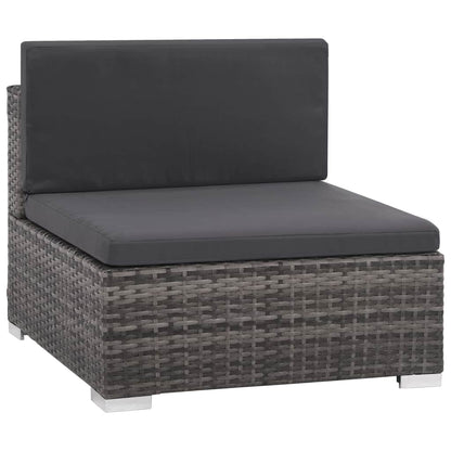 vidaXL 6-delige Loungeset met kussens poly rattan grijs