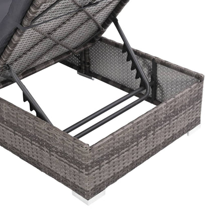 vidaXL 3-delige Loungeset met kussens poly rattan grijs