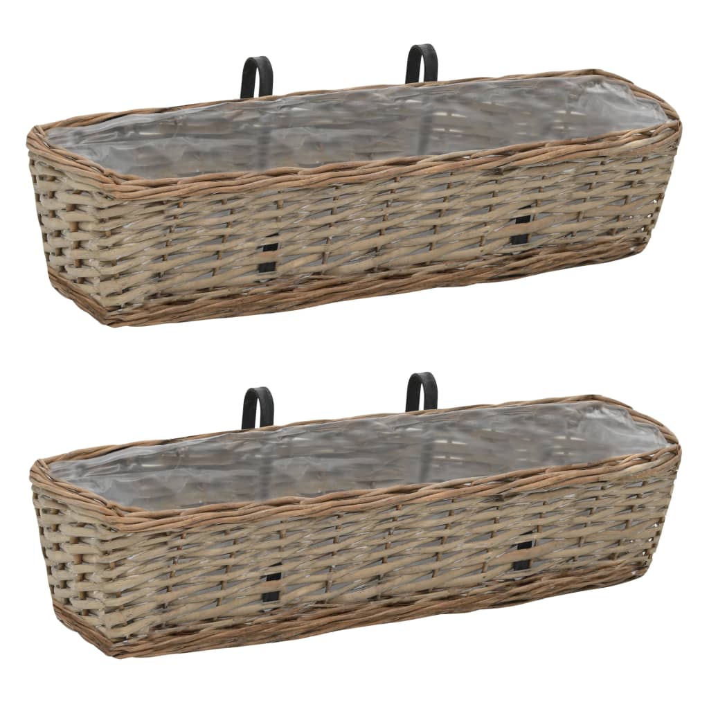 vidaXL Balkonbakken 2 st 60 cm wicker met PE-voering