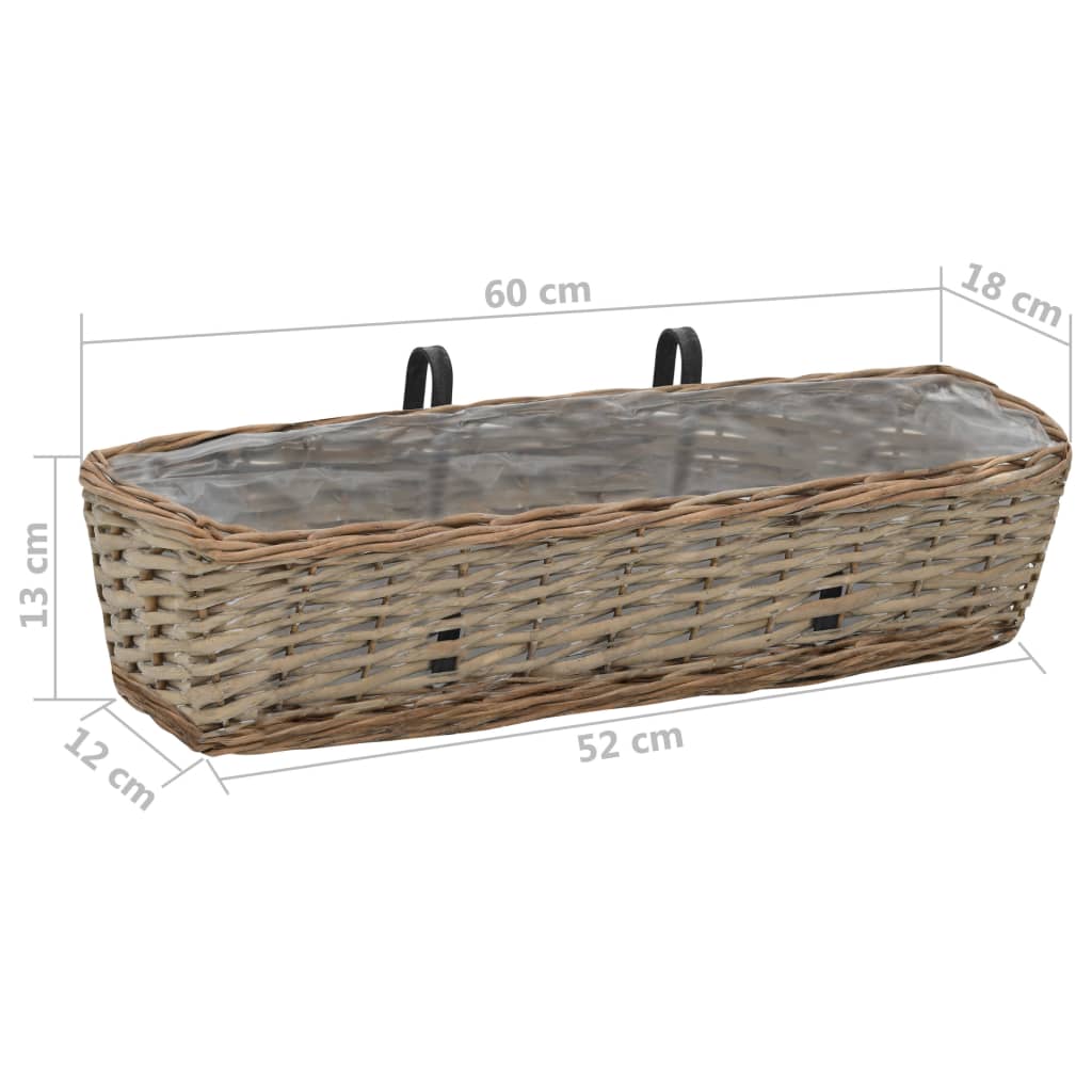 vidaXL Balkonbakken 2 st 60 cm wicker met PE-voering