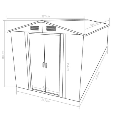 vidaXL Tuinschuur 257x392x181 cm metaal bruin