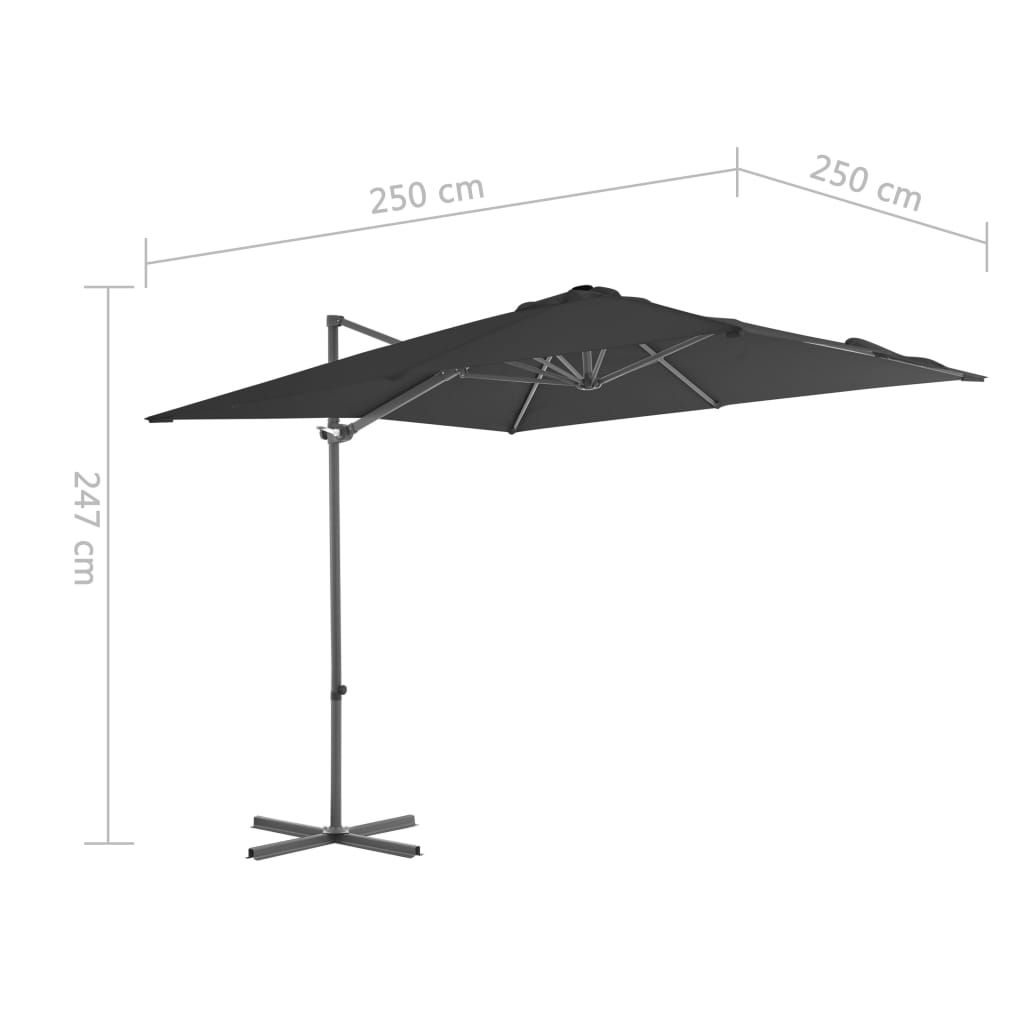 vidaXL Zweefparasol met stalen paal 250x250 cm antracietkleurig