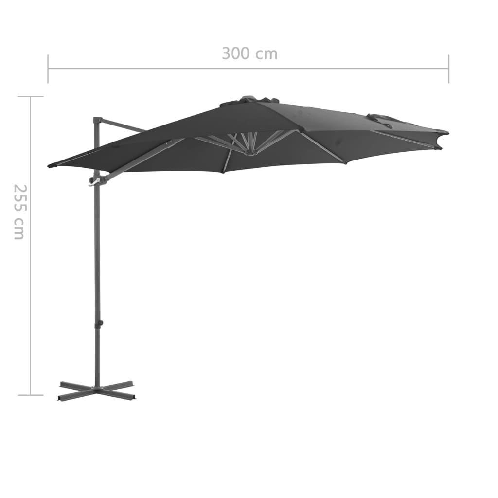 vidaXL Zweefparasol met stalen paal 300 cm antracietkleurig