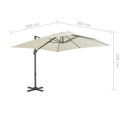 vidaXL Zweefparasol met aluminium paal 300x300 cm zandkleurig