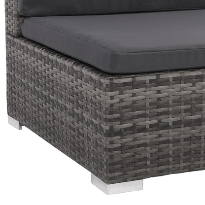 vidaXL 6-delige Loungeset met kussens poly rattan grijs