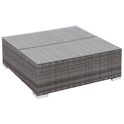 vidaXL 6-delige Loungeset met kussens poly rattan grijs