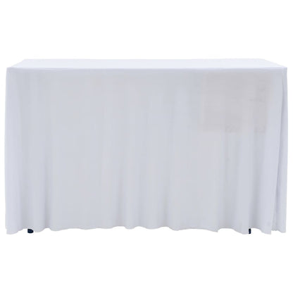 vidaXL 2 st Tafelhoezen stretch met rok 243x76x74 cm wit