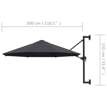 vidaXL Wandparasol met metalen paal 300 cm antraciet